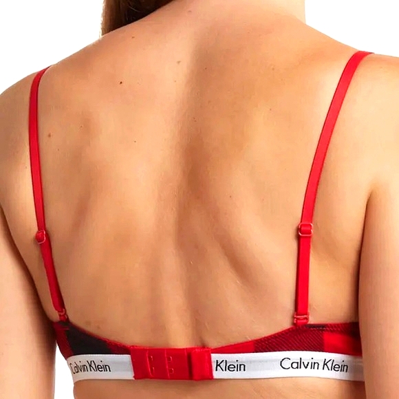 CK | BUFFALO PLAID UNLINED TRIANGLE BRALETTE - Picture 5 of 7